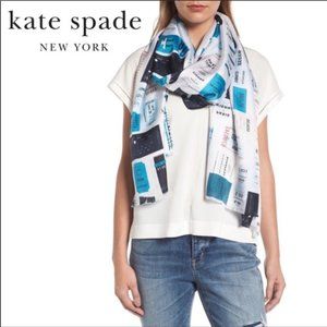 NWOT kate spade Train Tickets 100% Silk Scarf